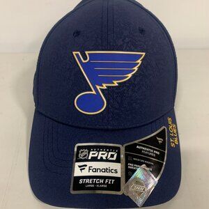 Sold - St. Louis Blues Fanatics Authentic Pro Rink Flex Hat - Navy- XLL188726